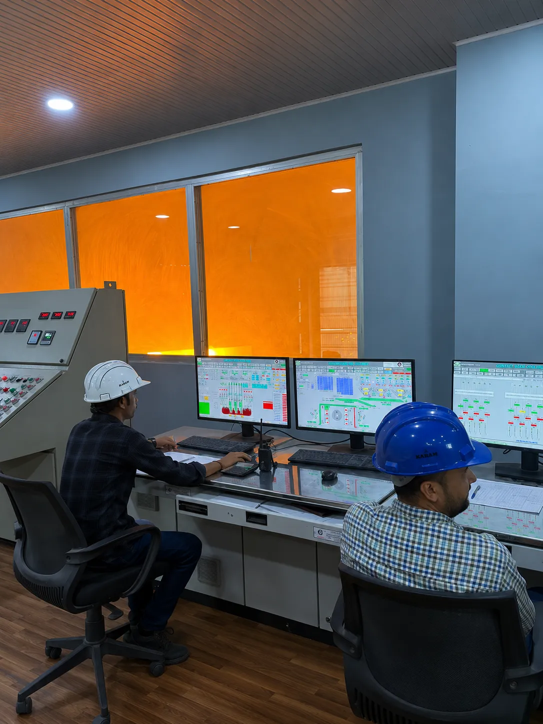 Aja Alloys control room during a live furnace tap