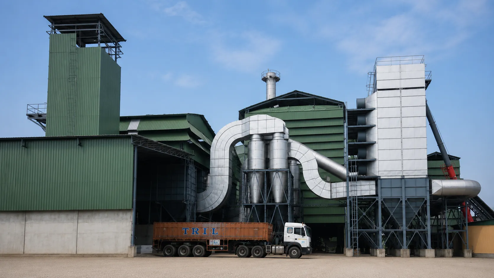 Wide view of Aja Alloys factory exterior with production infrastructure